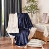 imageNICETOWN King Size Warm Sherpa Fleece Blanket Comfort Dual Sided Super Soft Fleece Throw Blanket for Bed Ultra Comfy Fuzzy Reversible Thick for Winter 90quot x 108quot OrangeSherpa  Fleece  Navy Blue