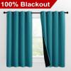 imageNICETOWN 100 Blackout Curtains 57 inches Long DoubleDeck Completely Blackout Window Treatment Thermal Insulated Lined Drapes for Small Window Peacock Teal 1 Pair 55 inches Width Each Panel