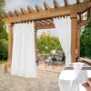 imageNICETOWN 2 Panels Indoor Outdoor Waterproof Patio Curtains Sticky Tab Top Soft Voile Sheer Vertical Indoor Outdoor Drapes Easy Hanging for PorchCabana Ivory W54 x L96Ivory