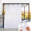 imageNICETOWN 2 Panels Indoor Outdoor Waterproof Patio Curtains Sticky Tab Top Soft Voile Sheer Vertical Indoor Outdoor Drapes Easy Hanging for PorchCabana Ivory W54 x L96White
