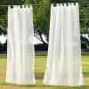 imageNICETOWN 2 Panels Indoor Outdoor Waterproof Patio Curtains Sticky Tab Top Soft Voile Sheer Vertical Indoor Outdoor Drapes Easy Hanging for PorchCabana Ivory W54 x L96Beige