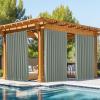 imageNICETOWN 2 Panels Outdoor Curtains for Patio Waterproof Top ampamp Bottom Fixed Waterproof Outdoor Drapes with Free Rope Privacy Sun Blocking Shades for Gazebo Pergolas Biscotti Beige W52 x L84Sage Green