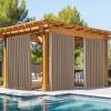 imageNICETOWN 2 Panels Outdoor Curtains for Patio Waterproof Top ampamp Bottom Fixed Waterproof Outdoor Drapes with Free Rope Privacy Sun Blocking Shades for Gazebo Pergolas Biscotti Beige W52 x L84Tan