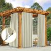 imageNICETOWN 2 Panels Outdoor Curtains for Patio Waterproof Top ampamp Bottom Fixed Waterproof Outdoor Drapes with Free Rope Privacy Sun Blocking Shades for Gazebo Pergolas Biscotti Beige W52 x L84Beige