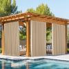 imageNICETOWN 2 Panels Outdoor Curtains for Patio Waterproof Top ampamp Bottom Fixed Waterproof Outdoor Drapes with Free Rope Privacy Sun Blocking Shades for Gazebo Pergolas Biscotti Beige W52 x L84Biscotti Beige