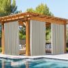 imageNICETOWN 2 Panels Outdoor Curtains for Patio Waterproof Top ampamp Bottom Fixed Waterproof Outdoor Drapes with Free Rope Privacy Sun Blocking Shades for Gazebo Pergolas Biscotti Beige W52 x L84Natural
