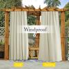 imageNICETOWN 2 Panels Outdoor Curtains for Patio Waterproof Top ampamp Bottom Fixed Waterproof Outdoor Drapes with Free Rope Privacy Sun Blocking Shades for Gazebo Pergolas Biscotti Beige W52 x L84Beige