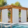 imageNICETOWN 2 Panels Outdoor Curtains for Patio Waterproof Top ampamp Bottom Fixed Waterproof Outdoor Drapes with Free Rope Privacy Sun Blocking Shades for Gazebo Pergolas Biscotti Beige W52 x L84Greyish White