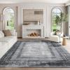 imageNICETOWN 8x10 UltraThin Brown Oriental Rug for Bedroom Tumble Washable Area Rugs 8x10 Boho NonSlip Vintage Living Room Rugs Oriental Carpet Entrance for Kitchen Laundry Bathroom BedroomGrey