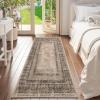 imageNICETOWN 8x10 UltraThin Brown Oriental Rug for Bedroom Tumble Washable Area Rugs 8x10 Boho NonSlip Vintage Living Room Rugs Oriental Carpet Entrance for Kitchen Laundry Bathroom BedroomBrown