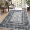 imageNICETOWN 8x10 UltraThin Brown Oriental Rug for Bedroom Tumble Washable Area Rugs 8x10 Boho NonSlip Vintage Living Room Rugs Oriental Carpet Entrance for Kitchen Laundry Bathroom BedroomGrey