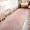 imageNICETOWN 8x10 UltraThin Brown Oriental Rug for Bedroom Tumble Washable Area Rugs 8x10 Boho NonSlip Vintage Living Room Rugs Oriental Carpet Entrance for Kitchen Laundry Bathroom BedroomPink