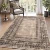 imageNICETOWN 8x10 UltraThin Brown Oriental Rug for Bedroom Tumble Washable Area Rugs 8x10 Boho NonSlip Vintage Living Room Rugs Oriental Carpet Entrance for Kitchen Laundry Bathroom BedroomBrown