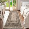 imageNICETOWN 8x10 UltraThin Brown Oriental Rug for Bedroom Tumble Washable Area Rugs 8x10 Boho NonSlip Vintage Living Room Rugs Oriental Carpet Entrance for Kitchen Laundry Bathroom BedroomBrown