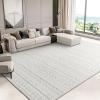 imageNICETOWN 8x10 White Washable Area Rug for Bedroom Thin Washable Rug for Living Room NonSlip Door Mat Ultra Soft for Bedroom Living Room Kitchen Home Office White and BrownSandy Grey