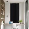imageNICETOWN Accordion Blackout Door Curtains for Doorway Thermal Insulated Privacy Closet Curtains Room Divider Sliding Door Shade for Living RoomBathroomBedroom 1 Panel with Hooks W38 x L80 GreyBlack
