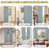 imageNICETOWN Accordion Blackout Door Curtains for Doorway Thermal Insulated Privacy Closet Curtains Room Divider Sliding Door Shade for Living RoomBathroomBedroom 1 Panel with Hooks W38 x L80 GreyStone Blue