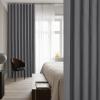imageNICETOWN Accordion Blackout Door Curtains for Doorway Thermal Insulated Privacy Closet Curtains Room Divider Sliding Door Shade for Living RoomBathroomBedroom 1 Panel with Hooks W38 x L80 GreyGrey