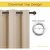 imageNICETOWN Blackout Farmhouse Curtains Biscotti Beige Set of 2 34 by 80 Inch Thermal Insulated Solid Grommet Vertical Drapes Room Darkening Window Treatments for Bedroom