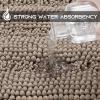 imageNICETOWN Grey Bathroom Rug Extra Thick Indoor Outdoor Durable Doormat for Bathroom AntiSlip Soft Plush Chenille Shaggy Bath Mat Living Room Bedroom Mat Water Absorbent Floor Carpet 47 x 24Taupe