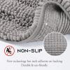 imageNICETOWN Grey Bathroom Rug Sets Extra Thick Bath Rugs for Bathroom AntiSlip Soft Plush Chenille Shaggy Bath Mats Living Room Bedroom Mats Water Absorbent Floor Carpets 20 x 32 Plus 17 x 24Dove Grey