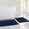 imageNICETOWN Grey Bathroom Rug Sets Extra Thick Bath Rugs for Bathroom AntiSlip Soft Plush Chenille Shaggy Bath Mats Living Room Bedroom Mats Water Absorbent Floor Carpets 20 x 32 Plus 17 x 24Navy