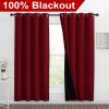 imageNICETOWN Living Room Completely Shaded Draperies Privacy Protection ampamp Noise Reducing Ring Top Drapes Black Lined Insulated Window Treatment Curtain PanelsBurgundy Red 2 Pieces W55 x L78