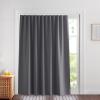 imageNICETOWN Lower Noise Room Divider Curtain Screen Partitions with Adhesive Curtain Track 7ft Tall x 83ft Wide Black Blackout Sound Reducing Panel for DoorwayGlass WindowSliding DoorPatioGrey