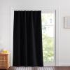 imageNICETOWN Lower Noise Room Divider Curtain Screen Partitions with Adhesive Curtain Track 7ft Tall x 83ft Wide Black Blackout Sound Reducing Panel for DoorwayGlass WindowSliding DoorPatioBlack