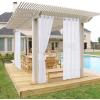 imageNICETOWN Outdoor Sheer Curtains 84 inches Long 2 Panels Waterproof Sheer Texture Curtain Panels for Gazebo Porch Pergola Voile Drapes with Rustproof Grommets for Living Room W54 x L84 inch WhiteWhite
