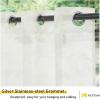 imageNICETOWN Outdoor Sheer Curtains 84 inches Long 2 Panels Waterproof Sheer Texture Curtain Panels for Gazebo Porch Pergola Voile Drapes with Rustproof Grommets for Living Room W54 x L84 inch WhiteBeige