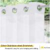 imageNICETOWN Outdoor Sheer Curtains 84 inches Long 2 Panels Waterproof Sheer Texture Curtain Panels for Gazebo Porch Pergola Voile Drapes with Rustproof Grommets for Living Room W54 x L84 inch WhiteWhite