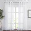 imageNICETOWN Outdoor Sheer Curtains 84 inches Long 2 Panels Waterproof Sheer Texture Curtain Panels for Gazebo Porch Pergola Voile Drapes with Rustproof Grommets for Living Room W54 x L84 inch WhiteWhite