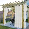 imageNICETOWN Outdoor Sheer Curtains 84 inches Long 2 Panels Waterproof Sheer Texture Curtain Panels for Gazebo Porch Pergola Voile Drapes with Rustproof Grommets for Living Room W54 x L84 inch WhiteBeige