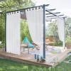 imageNICETOWN Outdoor Sheer Curtains 84 inches Long 2 Panels Waterproof Sheer Texture Curtain Panels for Gazebo Porch Pergola Voile Drapes with Rustproof Grommets for Living Room W54 x L84 inch WhiteWhite