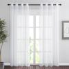 imageNICETOWN Outdoor Sheer Curtains 84 inches Long 2 Panels Waterproof Sheer Texture Curtain Panels for Gazebo Porch Pergola Voile Drapes with Rustproof Grommets for Living Room W54 x L84 inch WhiteWhite