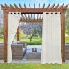 imageNICETOWN Outdoor Sheer Curtains 84 inches Long 2 Panels Waterproof Sheer Texture Curtain Panels for Gazebo Porch Pergola Voile Drapes with Rustproof Grommets for Living Room W54 x L84 inch WhiteBeige