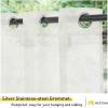 imageNICETOWN Outdoor Sheer Curtains 84 inches Long 2 Panels Waterproof Sheer Texture Curtain Panels for Gazebo Porch Pergola Voile Drapes with Rustproof Grommets for Living Room W54 x L84 inch WhiteBeige