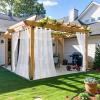 imageNICETOWN Outdoor Sheer Curtains 84 inches Long 2 Panels Waterproof Sheer Texture Curtain Panels for Gazebo Porch Pergola Voile Drapes with Rustproof Grommets for Living Room W54 x L84 inch WhiteWhite