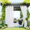 imageNICETOWN Outdoor Sheer Curtains 84 inches Long 2 Panels Waterproof Sheer Texture Curtain Panels for Gazebo Porch Pergola Voile Drapes with Rustproof Grommets for Living Room W54 x L84 inch WhiteIvory