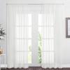imageNICETOWN Sheer Curtains 84 inches Length for Living Room Rod Pocket Voile Texture Sheer Window Treatment for PatioGlass Door 60quot Wide Each Panel 2 PanelsIvory