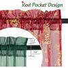 imageNICETOWN Sheer Curtains 84 inches Length for Living Room Rod Pocket Voile Texture Sheer Window Treatment for PatioGlass Door 60quot Wide Each Panel 2 PanelsChristmas Green  Red