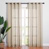 imageNICETOWN White Sheer Linen Curtains for Windows 84 inch Length Grommet Top Semi Sheer Vertical Drapes Privacy with Light Filter for BedroomLiving RoomSliding Door 52 inch Wide 2 PCsTaupe