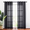 imageNICETOWN White Sheer Linen Curtains for Windows 84 inch Length Grommet Top Semi Sheer Vertical Drapes Privacy with Light Filter for BedroomLiving RoomSliding Door 52 inch Wide 2 PCsBlack