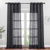 imageNICETOWN White Sheer Linen Curtains for Windows 84 inch Length Grommet Top Semi Sheer Vertical Drapes Privacy with Light Filter for BedroomLiving RoomSliding Door 52 inch Wide 2 PCsBlack