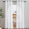 imageNICETOWN White Sheer Linen Curtains for Windows 84 inch Length Grommet Top Semi Sheer Vertical Drapes Privacy with Light Filter for BedroomLiving RoomSliding Door 52 inch Wide 2 PCsWhite
