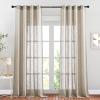 imageNICETOWN White Sheer Linen Curtains for Windows 84 inch Length Grommet Top Semi Sheer Vertical Drapes Privacy with Light Filter for BedroomLiving RoomSliding Door 52 inch Wide 2 PCsTaupe