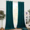 imageNICETOWN Black Velvet Blackout Curtains Patio Panels 96 inch Long Media Movie Theater Room Decor Energy  Efficient Velvet Woven Home Theater Eyelet Top Drapes for Living Room 1 Pair W52xL96Teal