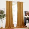 imageNICETOWN Black Velvet Blackout Curtains Patio Panels 96 inch Long Media Movie Theater Room Decor Energy  Efficient Velvet Woven Home Theater Eyelet Top Drapes for Living Room 1 Pair W52xL96Gold Brown