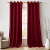 imageNICETOWN Black Velvet Blackout Curtains Patio Panels 96 inch Long Media Movie Theater Room Decor Energy  Efficient Velvet Woven Home Theater Eyelet Top Drapes for Living Room 1 Pair W52xL96Red